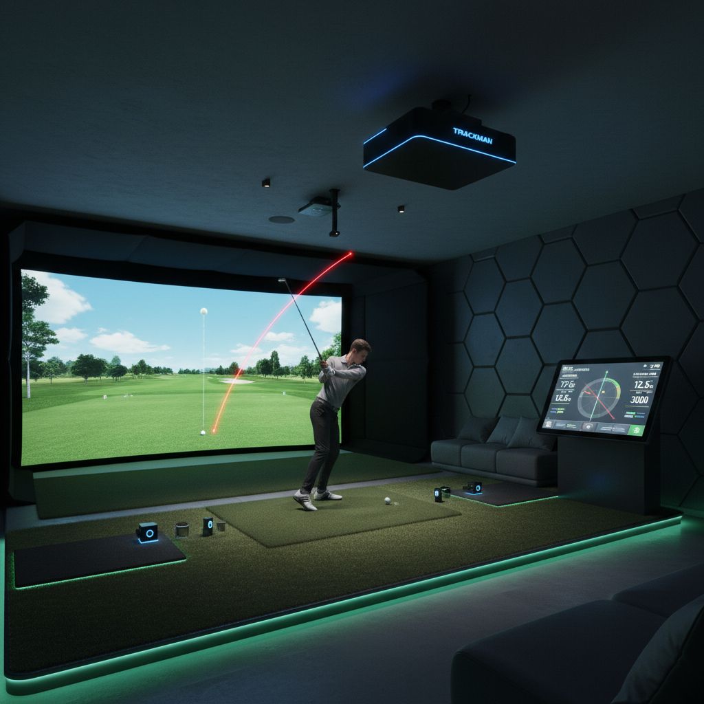 High-tech indoor golf simulator at The Back Nine Golf