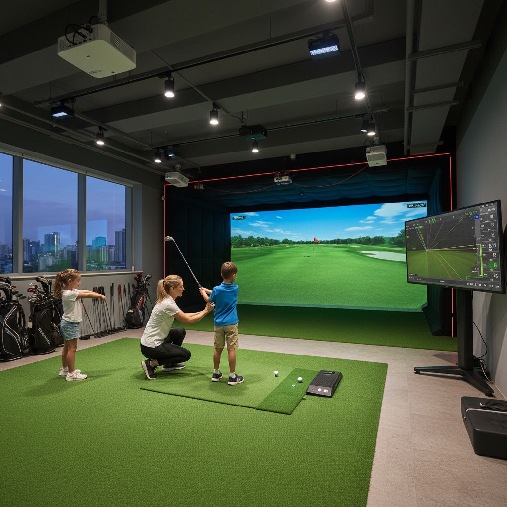 Young golfers participating in the junior program at Bogey's Indoor Golf