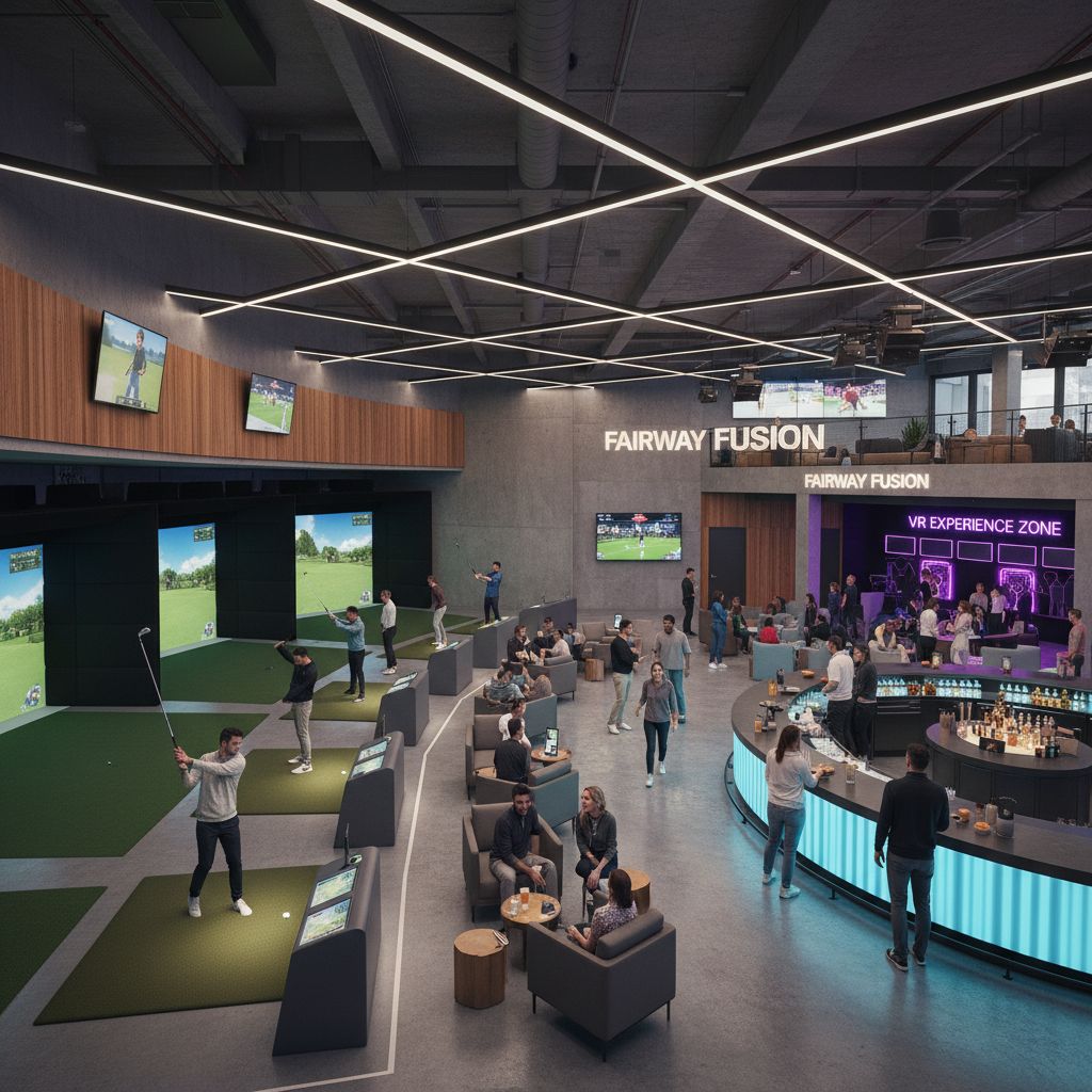 Golf simulators at Fairway Fusion entertainment venue in Leyland