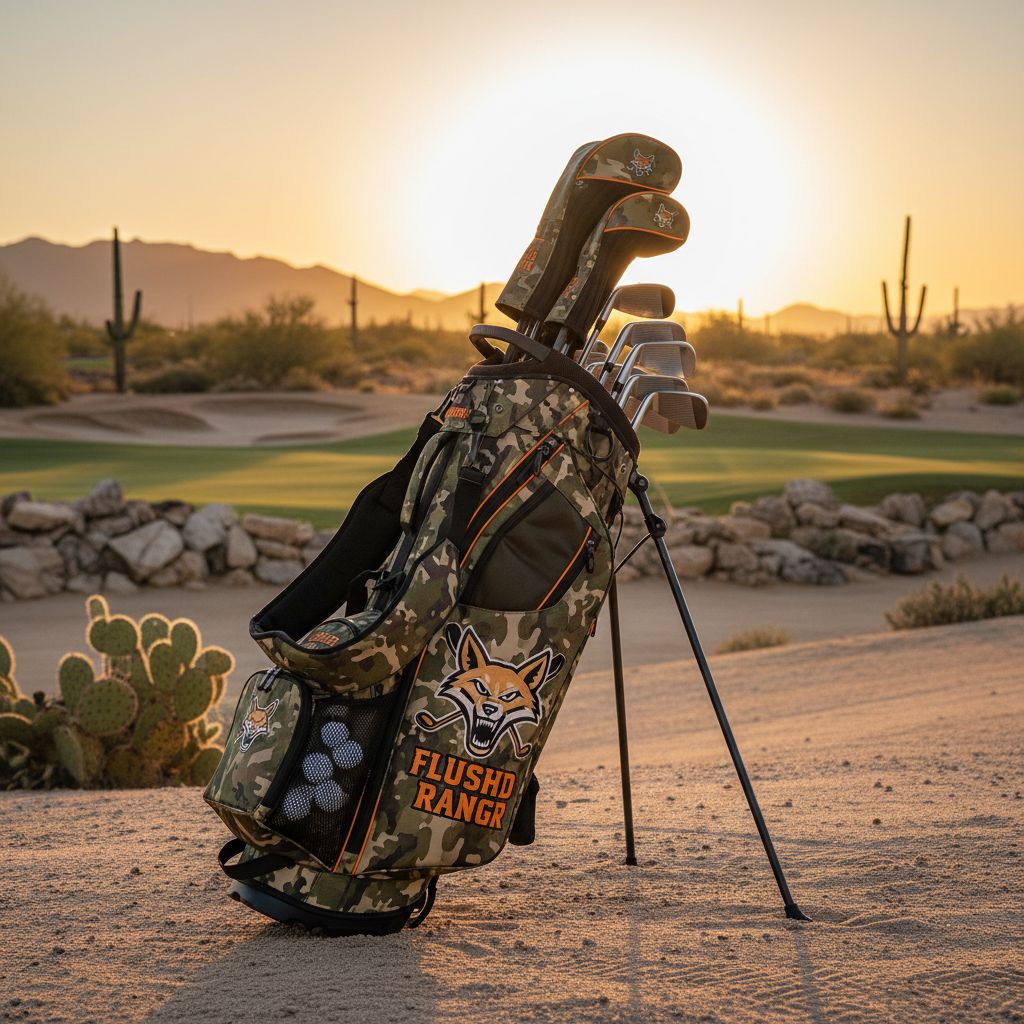 Flushd Rangr golf stand bag on the golf course