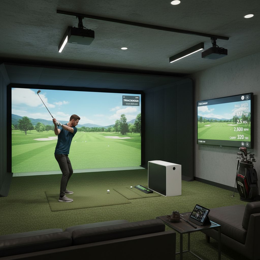 Trackman indoor golf simulator at GolfCave Flemington