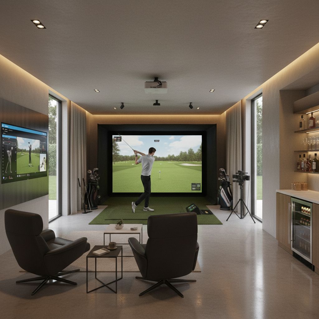 A modern home golf simulator with advanced technology