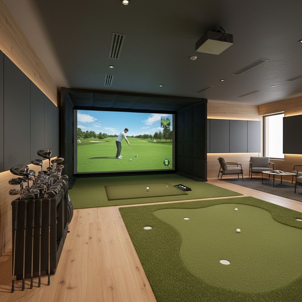 Interior view of the new indoor golf facility Pin Perfect Golf in Paisley with simulator bays.