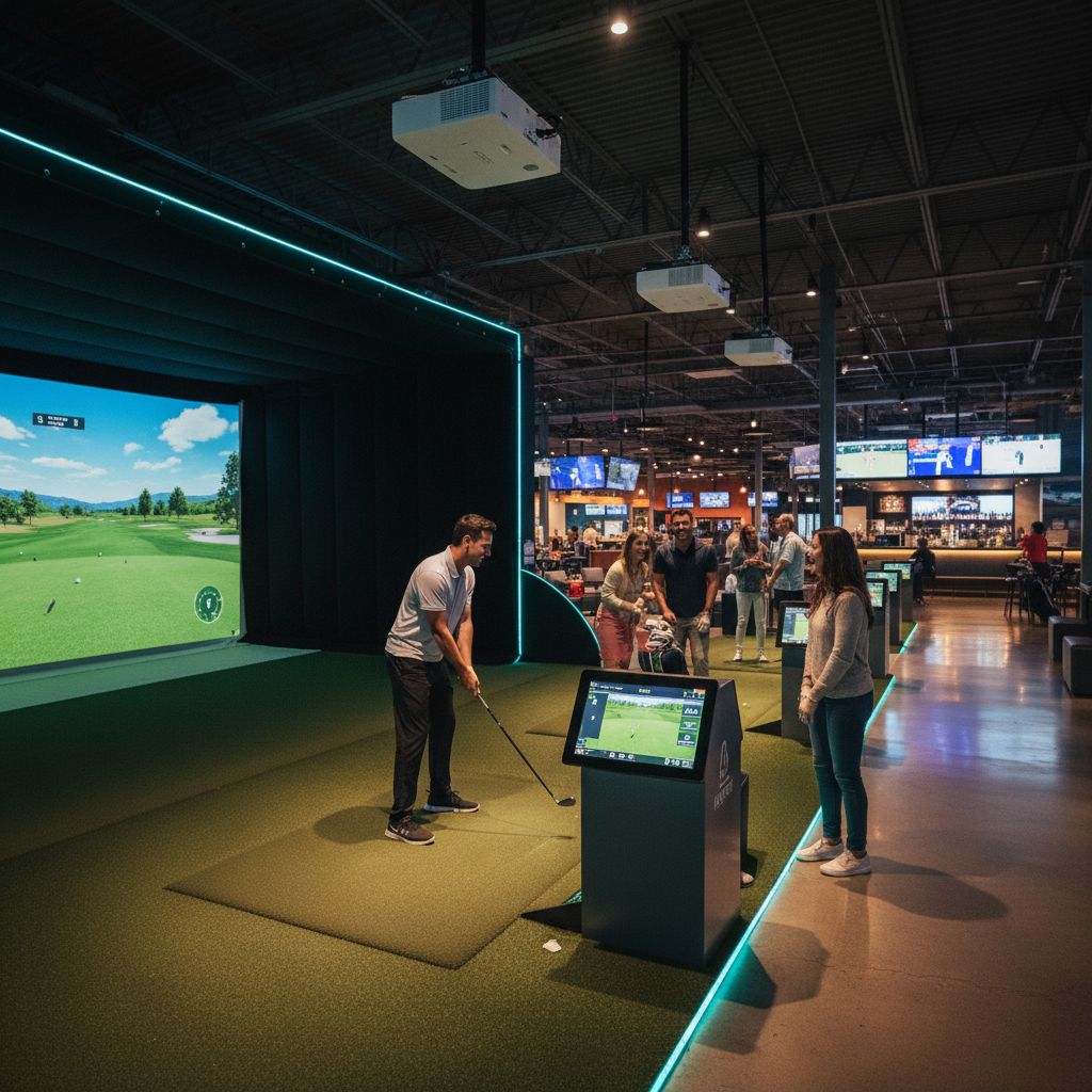 Interactive golf simulator at a new entertainment centre in Lagos