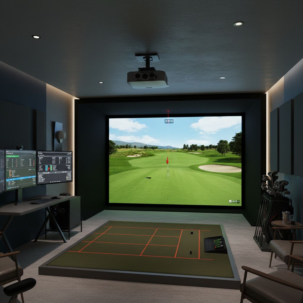 Interior view of Ironwood Golf Sim and Sports Bar with golf simulators