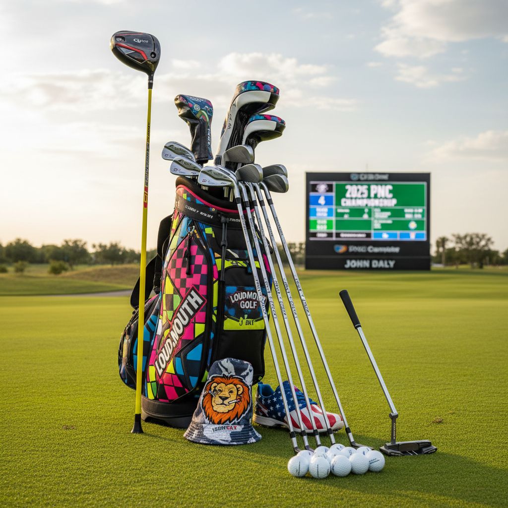 Golf bag with clubs revealed by John Daly for the 2025 PNC Championship