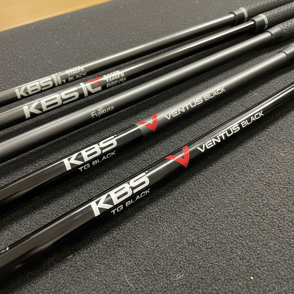 KBS TG Black and Fujikura Ventus Black golf shafts displayed together