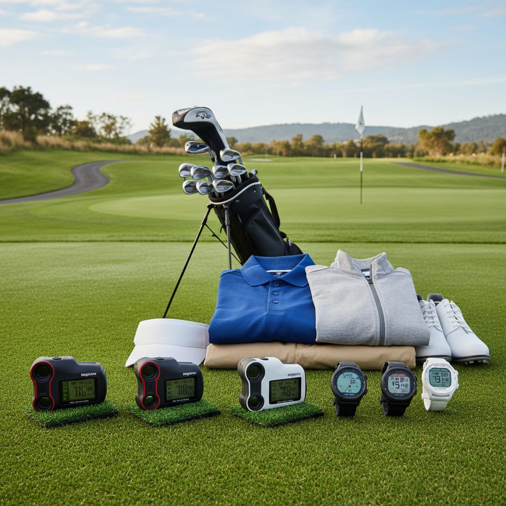 A selection of last-minute golf gifts including golf equipment and apparel