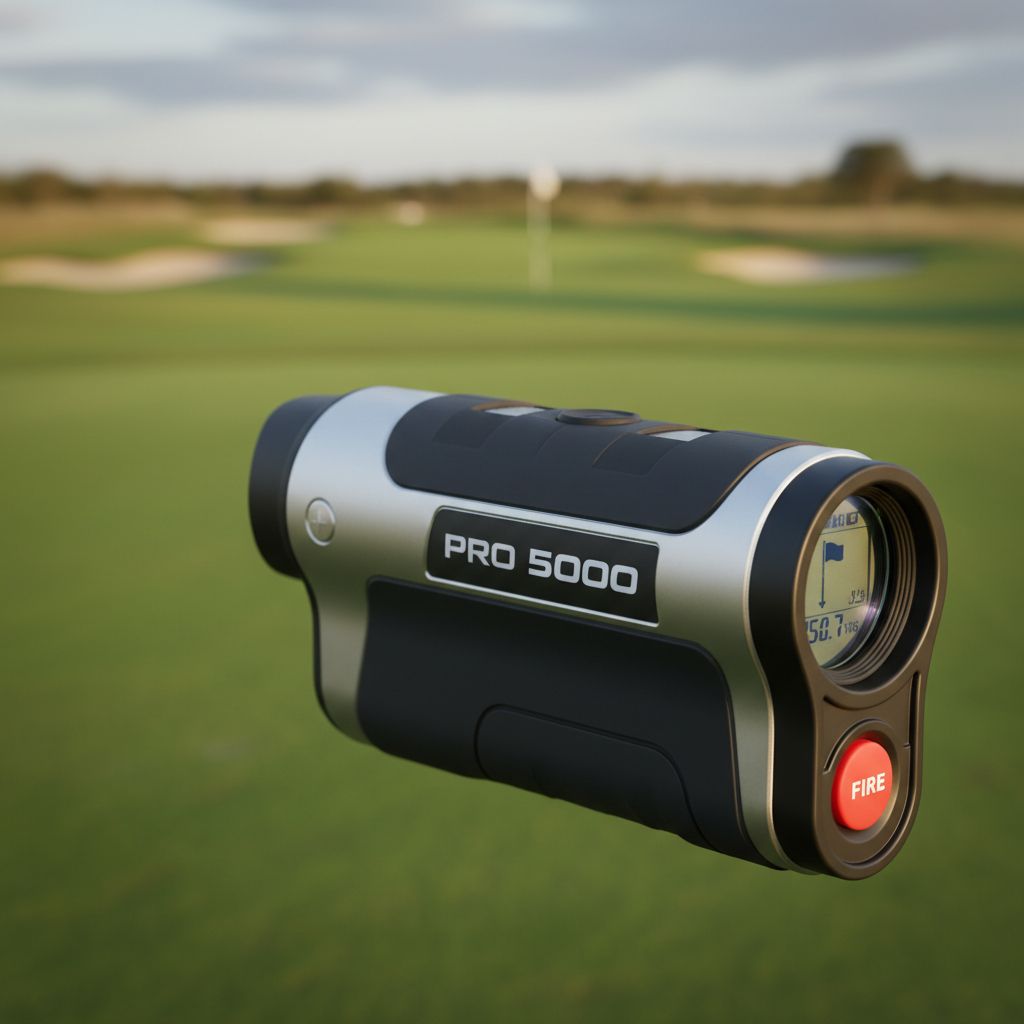 Motocaddy Pro 5000 laser rangefinder on a golf course