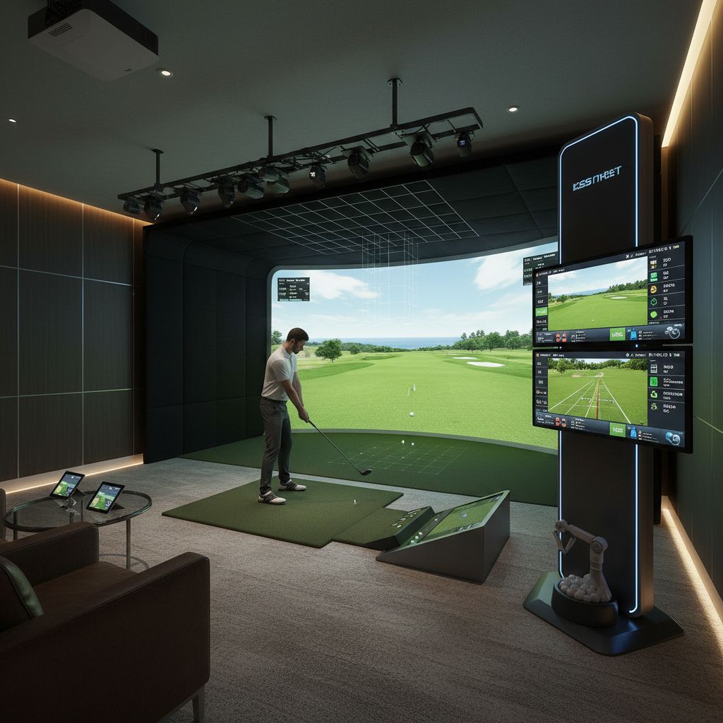 Indoor golf simulator at Pin Perfect Golf