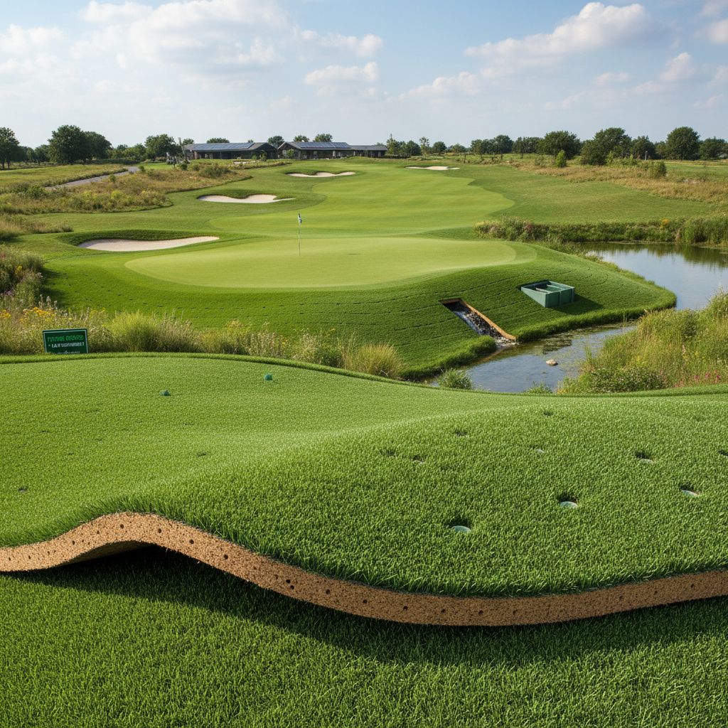 Sustainable artificial turf installation on a golf course