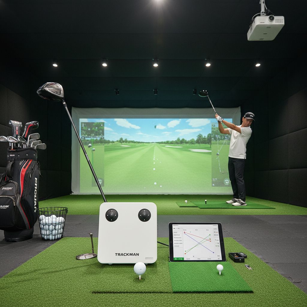 Trackman golf simulator displaying metrics and data