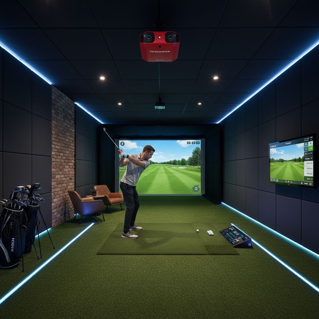 A high-tech indoor golf bay at Atomic Golf in Las Vegas.