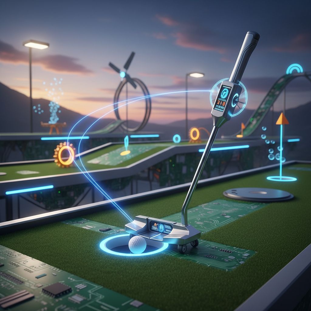 Innovative auto-aiming mini golf putter