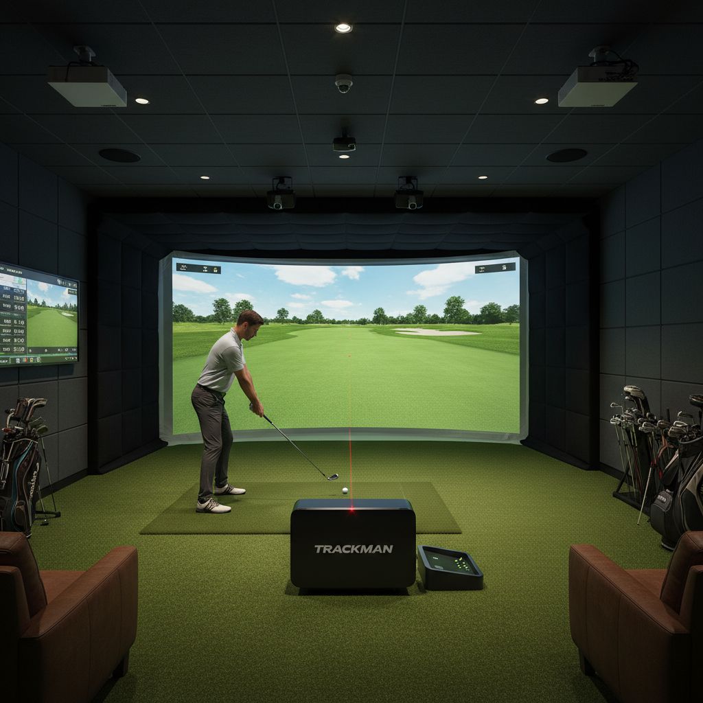 Interior view of Back Nine indoor golfing simulator
