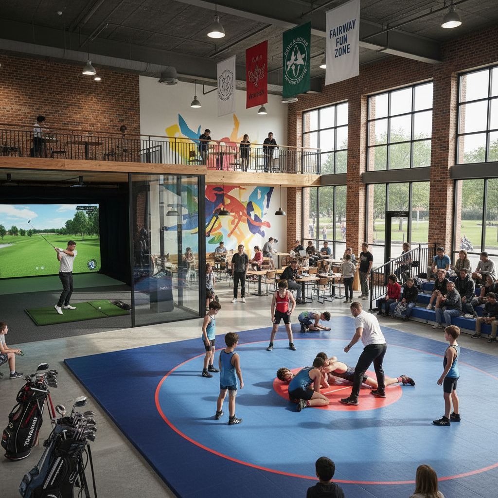Community hub in Battle Creek with wrestling and golf facilities