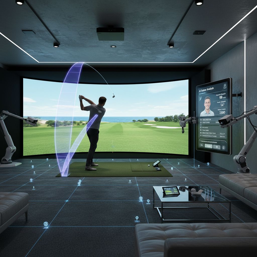 AI-enhanced indoor golf simulator at Birdie's Golf Lounge in Nampa