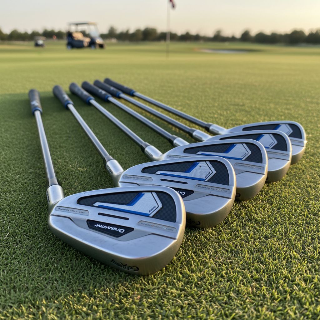 A set of Callaway Quantum irons showcasing their modern design and technology.