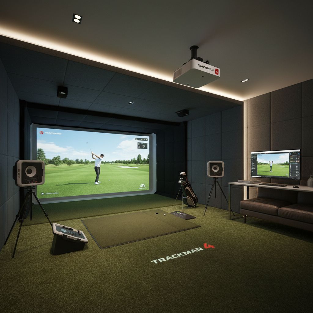 Interior of CL Golf studio with Trackman simulators