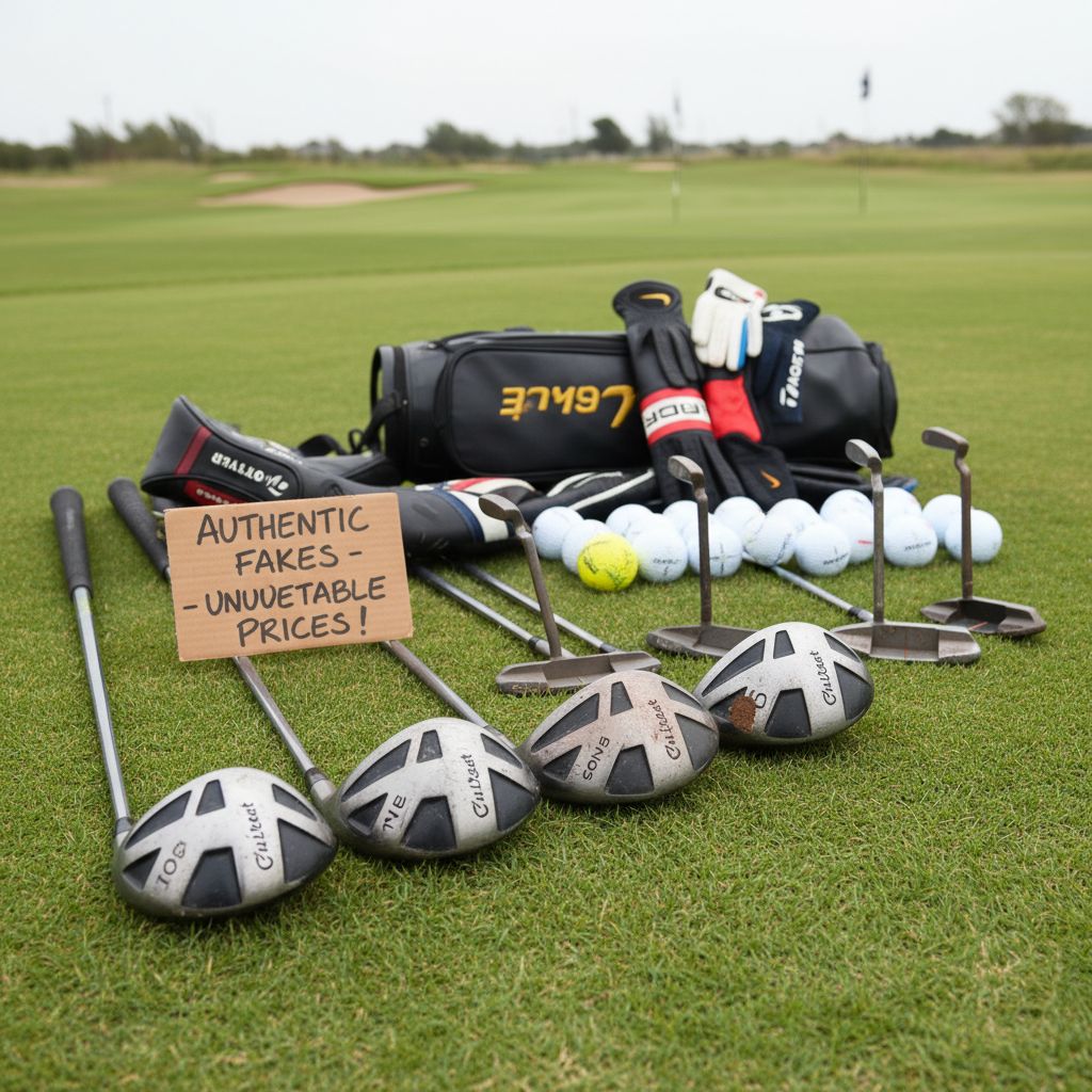 Seized counterfeit golf clubs and accessories