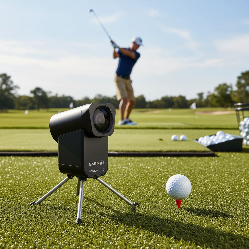 Garmin Approach R50 portable golf launch monitor on a table