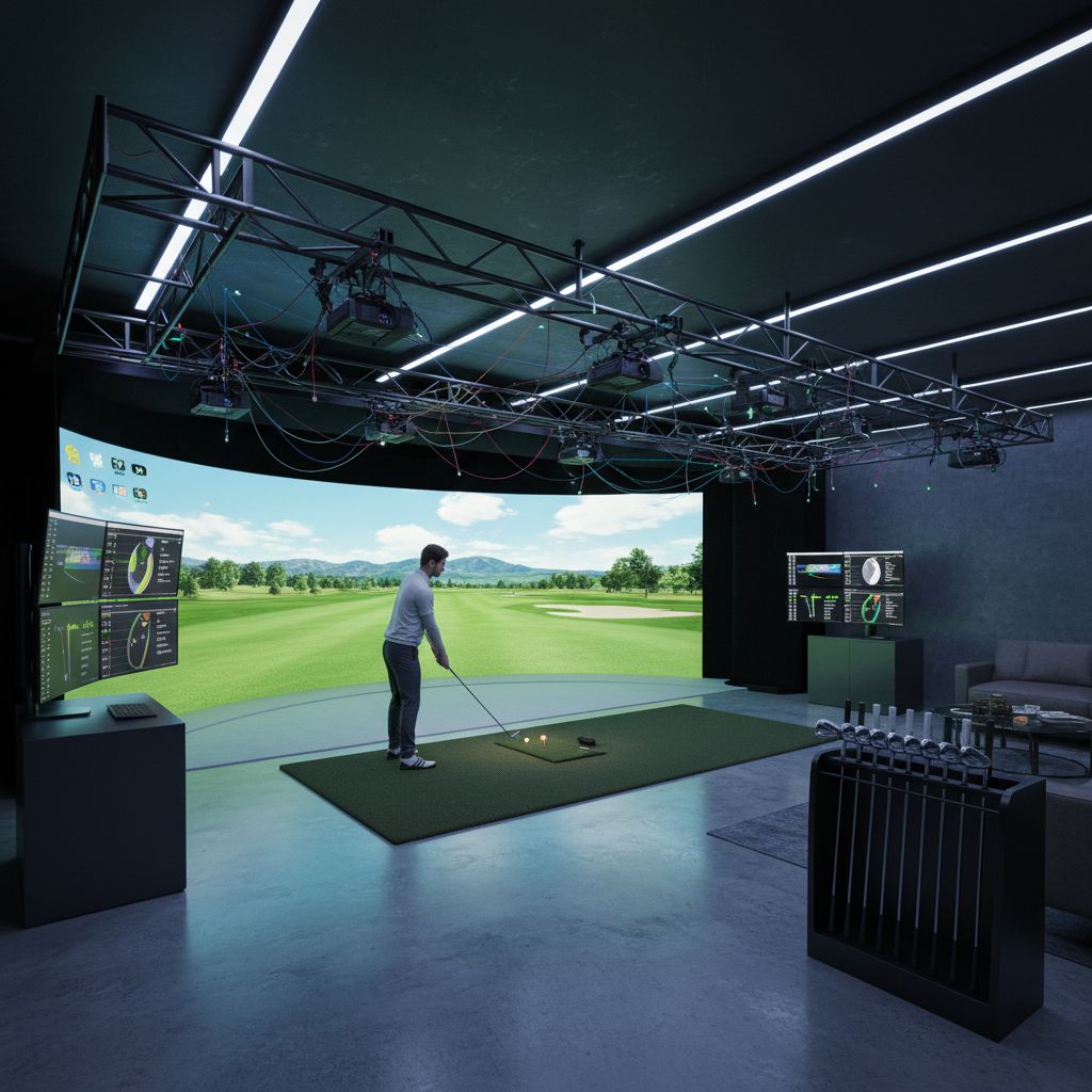 Advanced indoor golf simulator at The Golf Cave Cumnock
