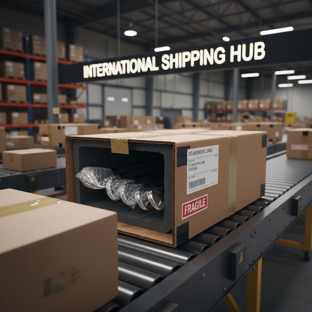 Golf clubs ready for shipping