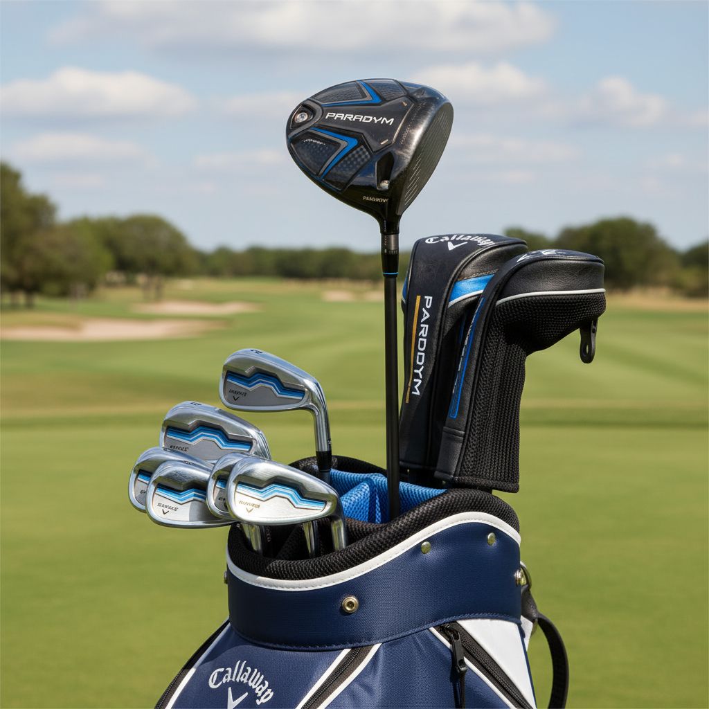 A golfer contemplating selling clubs or trading them in