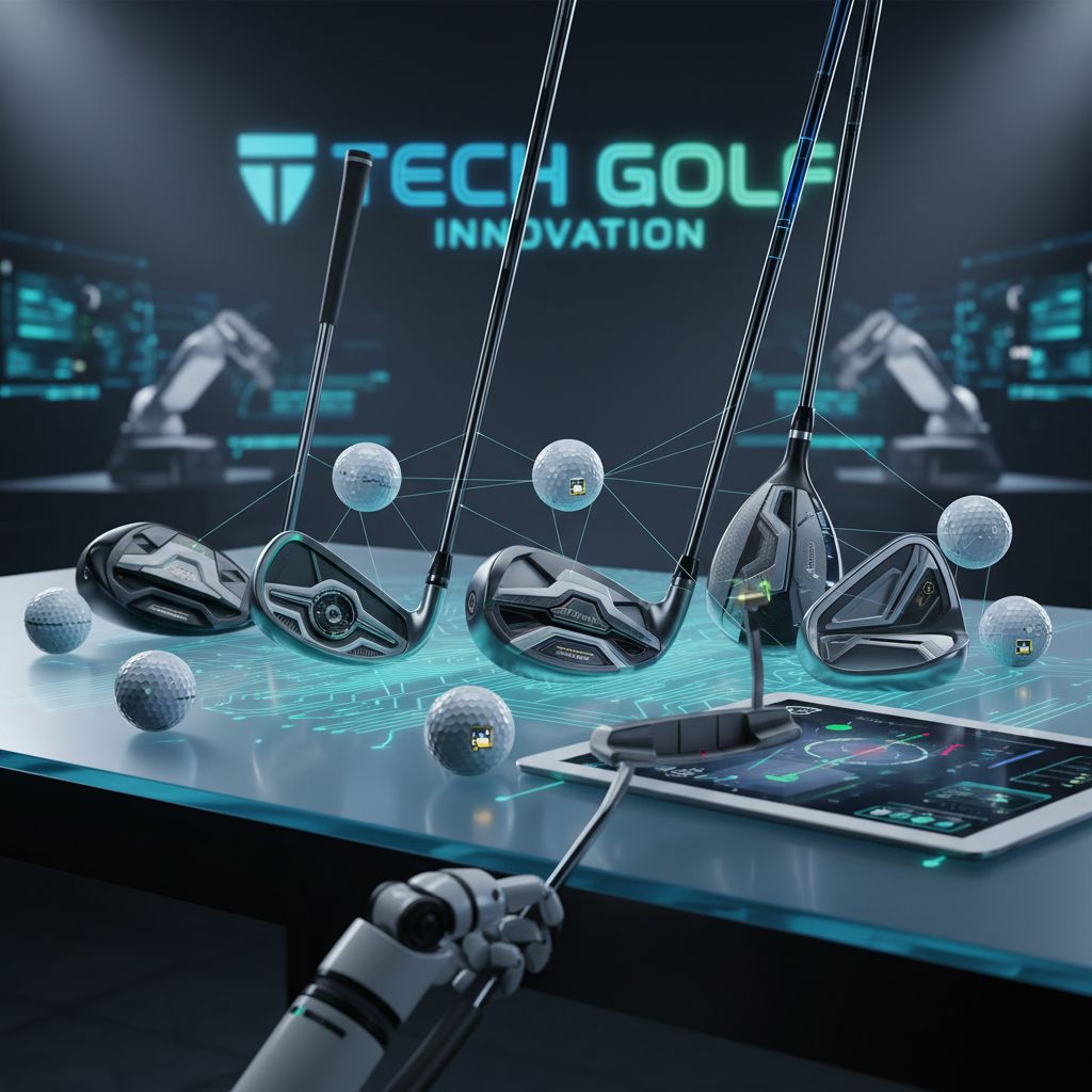 Modern golf clubs and balls showcasing new technology