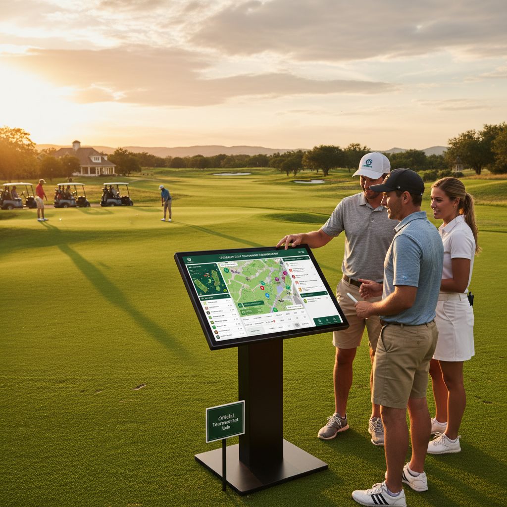 Golf Genius Tournament Management software showcased on a golf course