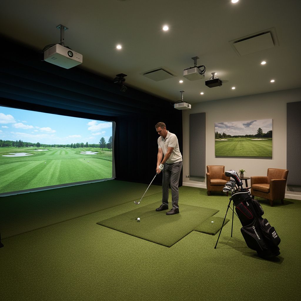 Infographic depicting growth trends in golf simulator market.