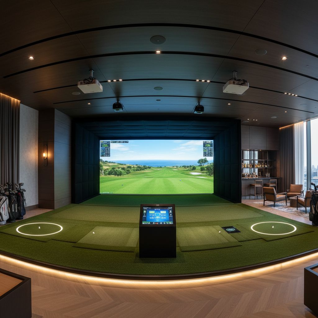 Innovative 52-foot-wide golf simulator helping players improve their swing.