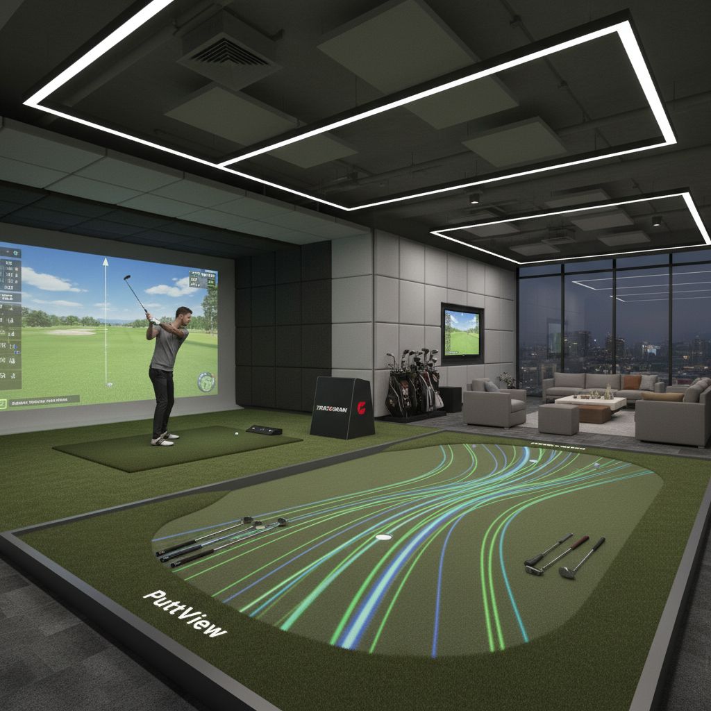 Indoor golf training setup with TrackMan technology