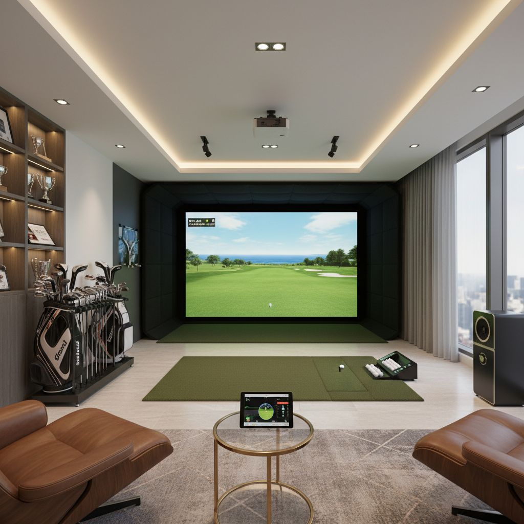 Interior view of Gretsch Golf Academy indoor golf training facility