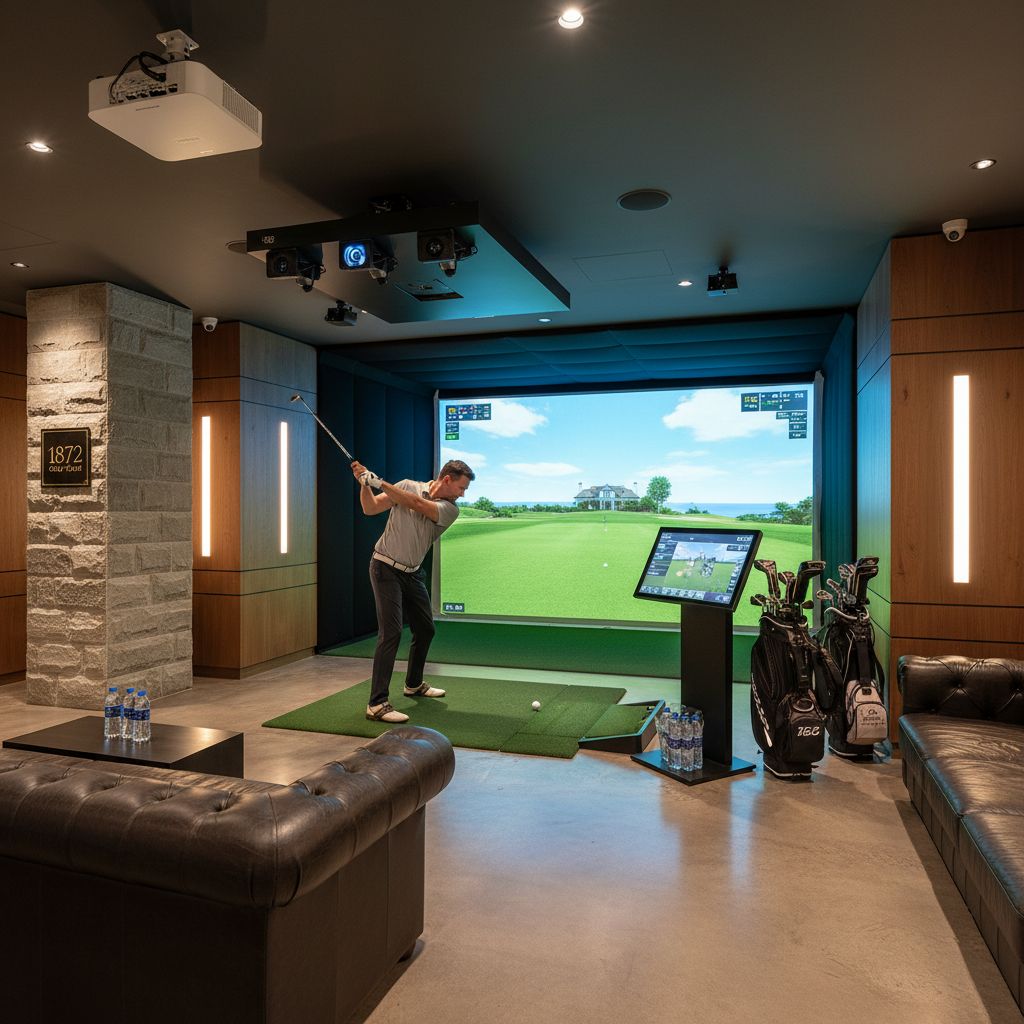 Advanced indoor golf simulators at 1872 Golf Club in Georgetown