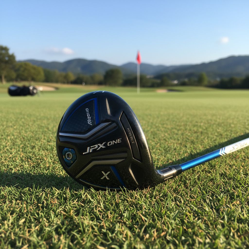 Mizuno JPX ONE fairway wood displayed on grass