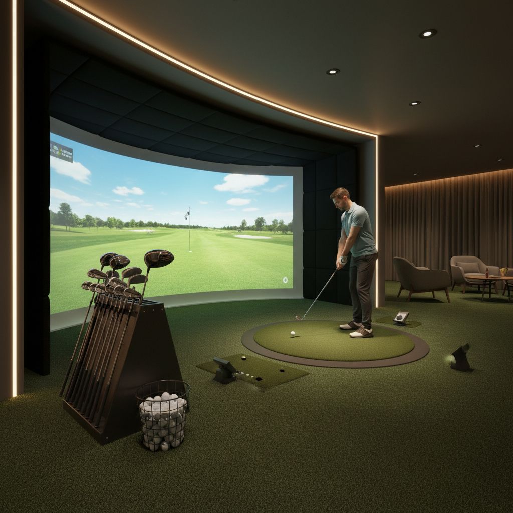 Indoor golf simulator at Orrington Country Club