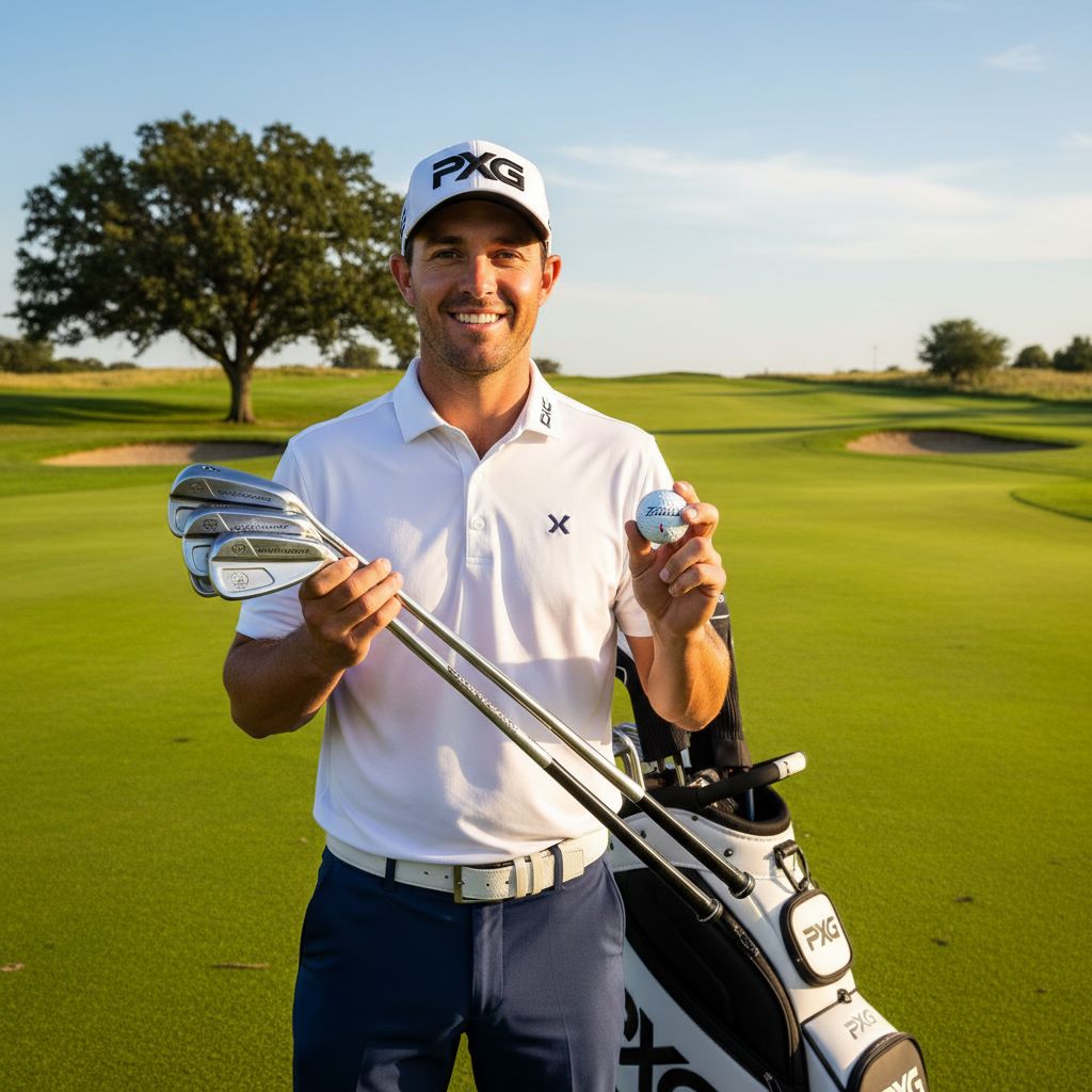 Patrick Reed showcasing his custom Grindworks irons and Titleist ball