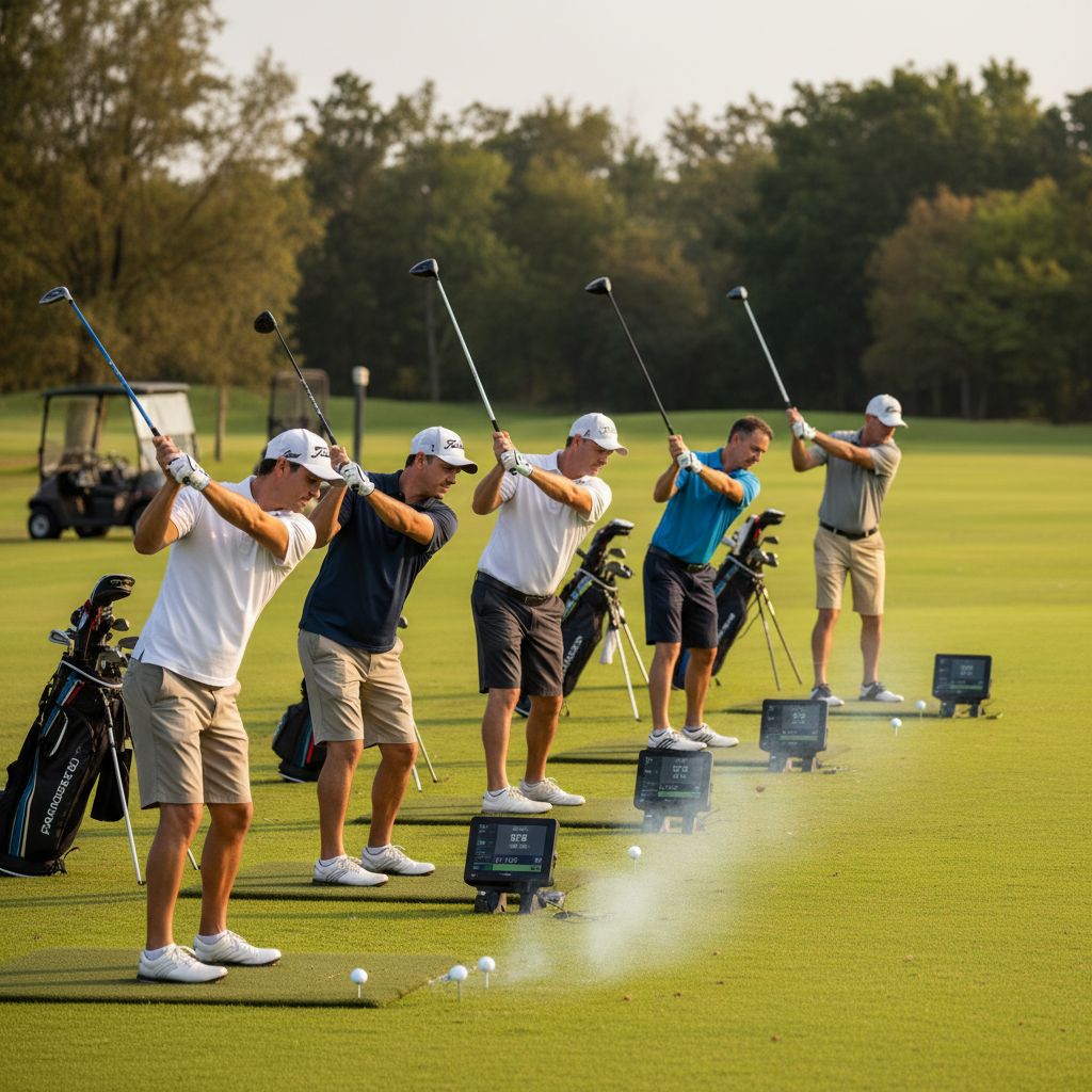 New golf drivers being tested by golfers