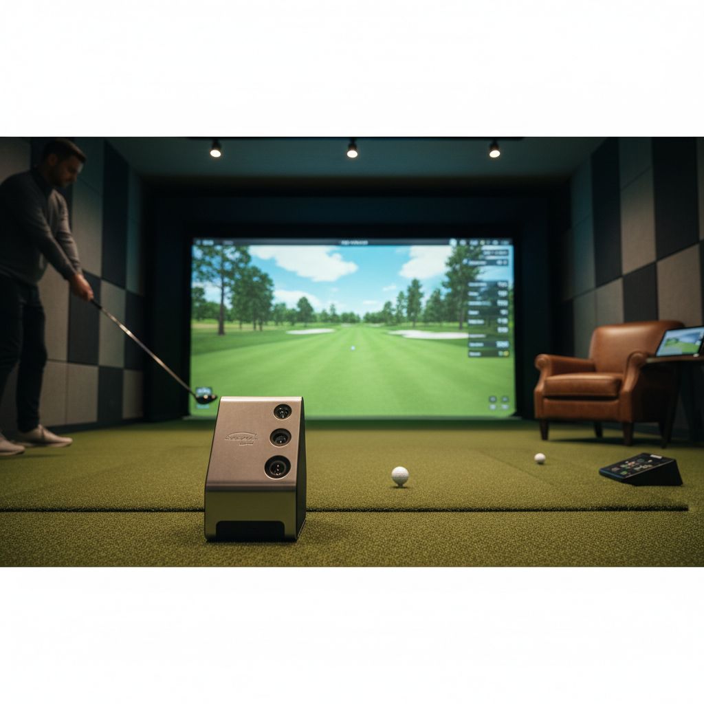 Various launch monitors displayed at the PGA Show 2026