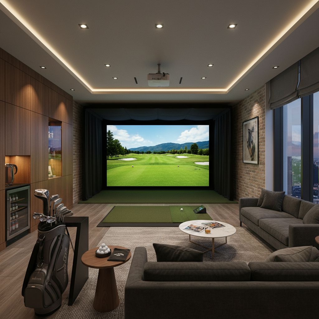 Premium indoor golf simulator setup at Real Slice of Golf Haven