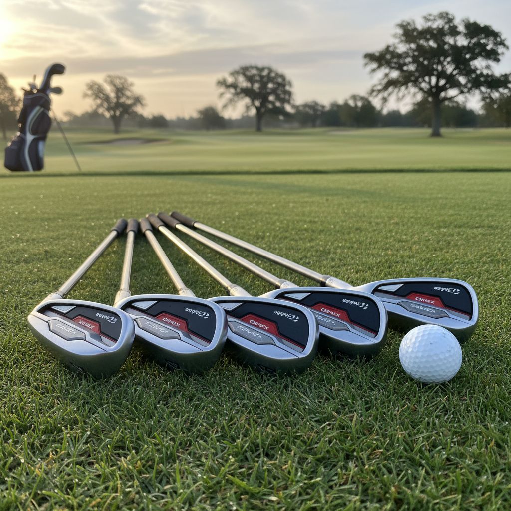 TaylorMade Qi Max and Qi Max HL Irons displayed on a golf course