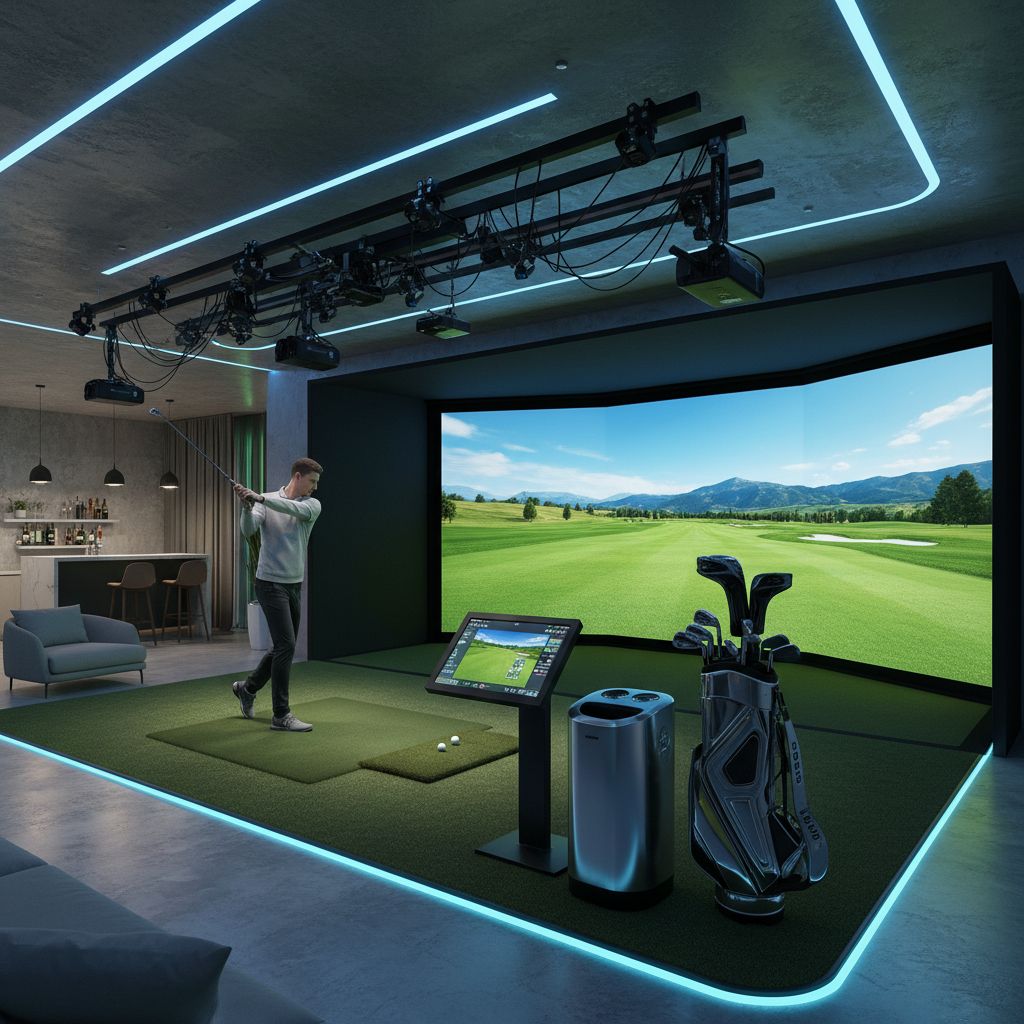 Interior view of The Back Nine Golf indoor simulator facility