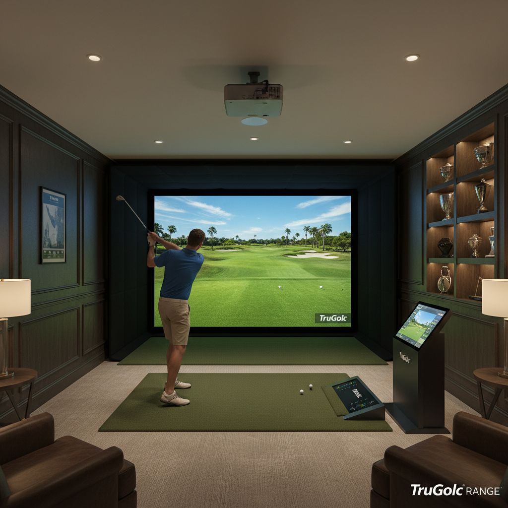 TruGolf RANGE indoor golf simulator in action