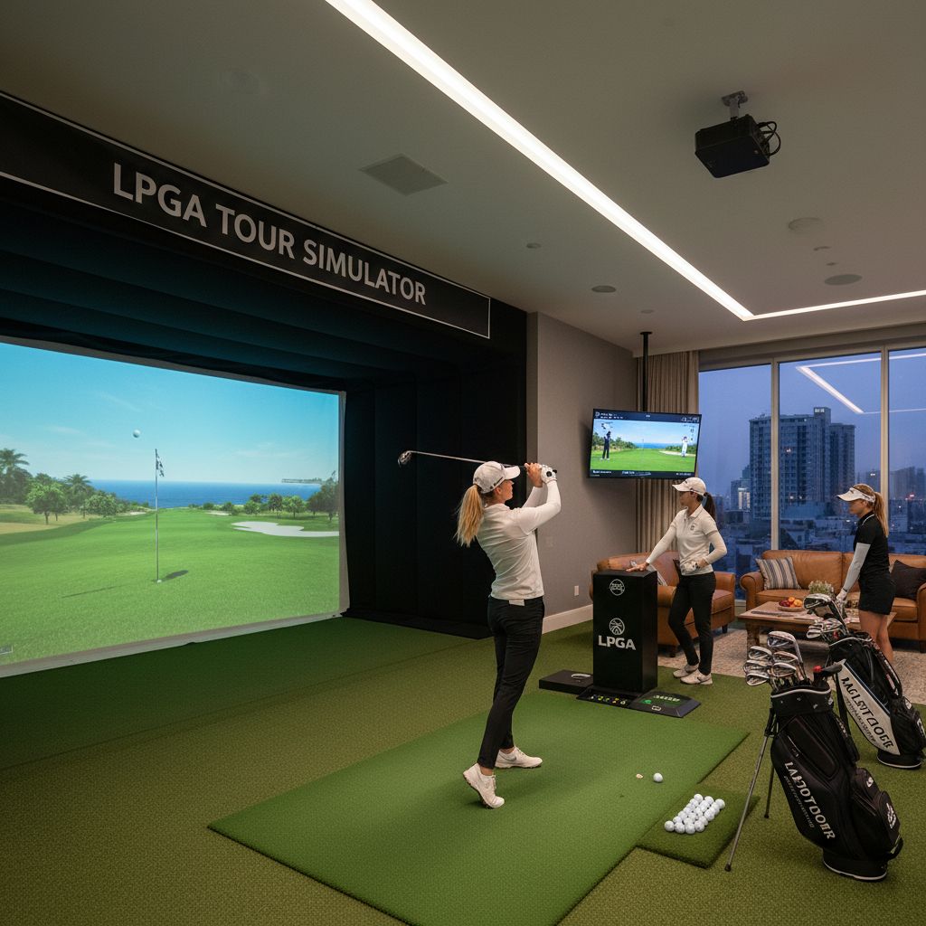 Graphic representing the Women's Team Golf League with LPGA logos