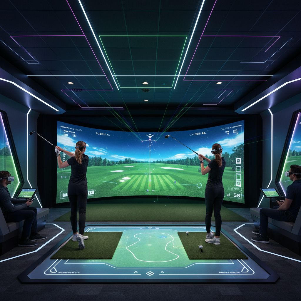 Female golfers participating in the Women's Tech-Infused Golf League