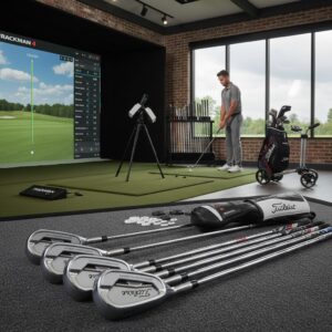 Golf fitting session featuring Titleist T150 irons
