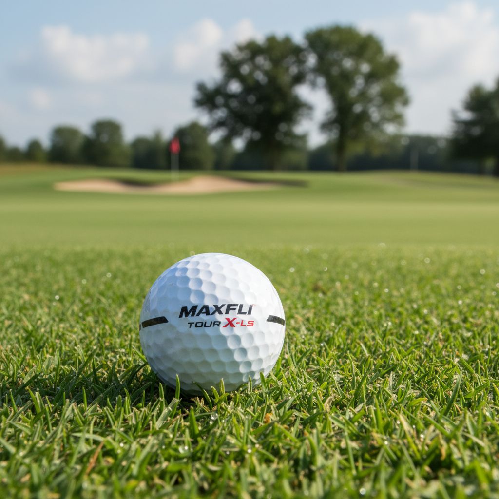 Maxfli Tour X-LS golf ball displayed on a golf course