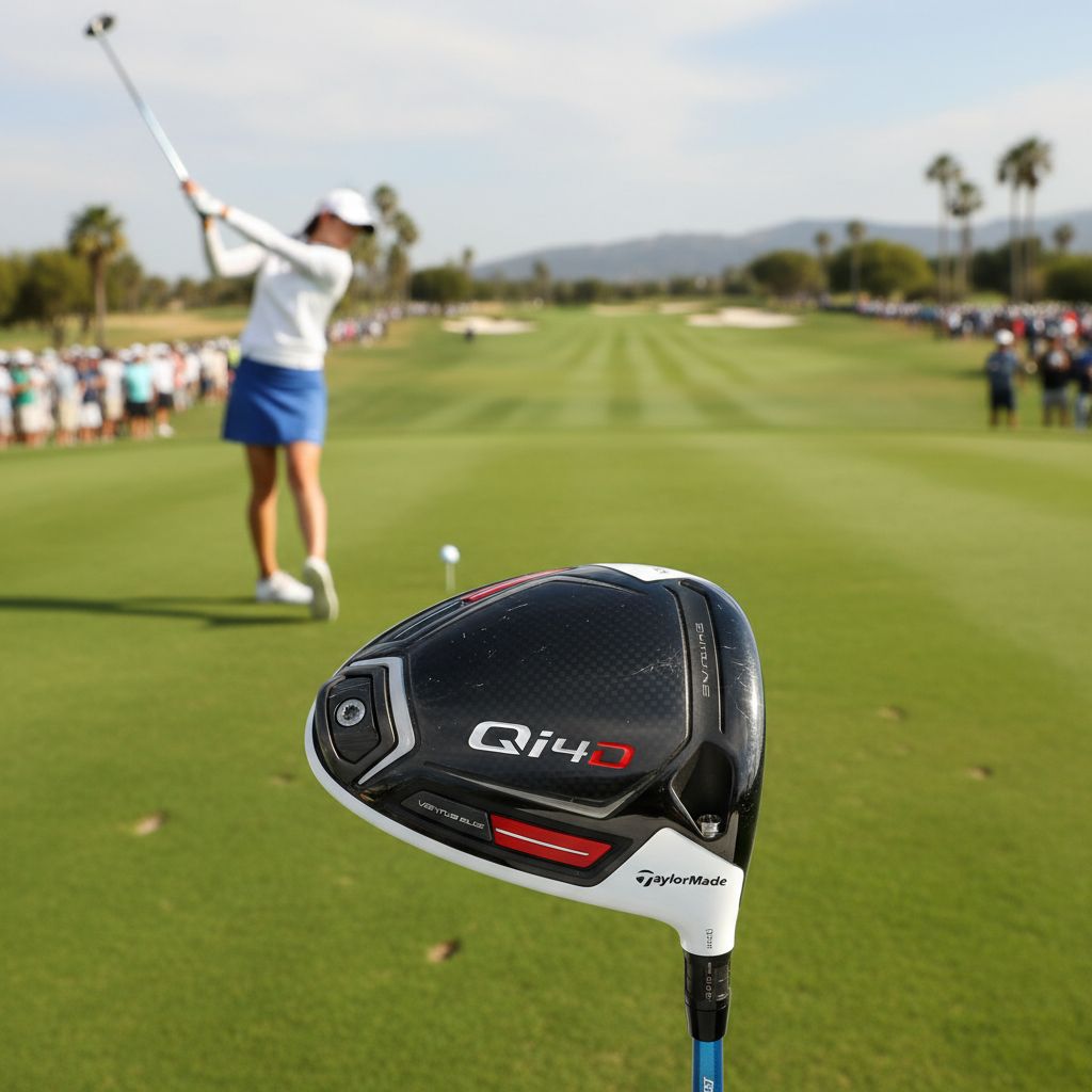 Nelly Korda celebrating her victory with the TaylorMade Qi4D driver