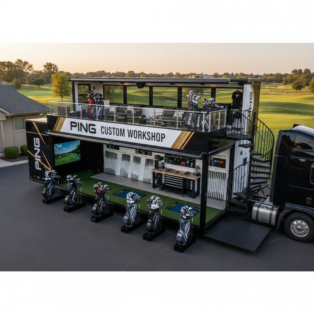 PING double-decker workshop providing on-site support at WM Phoenix Open
